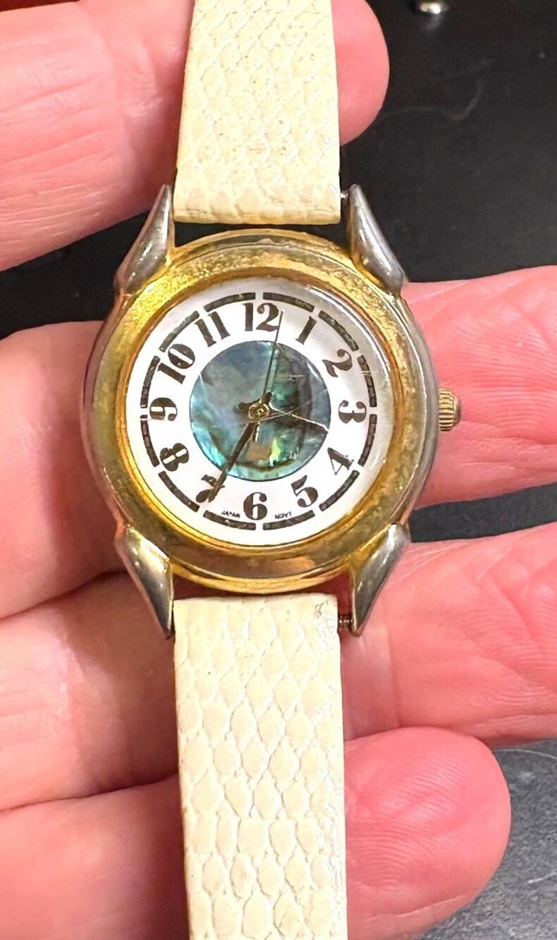 VTG 30mm Gold Tone Gloria Vanderbilt Watch, Abalone Face Women's